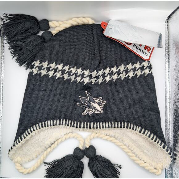 San Jose Sharks Houndstooth Sherpa-Lined Trapper Beanie | Zephyr Brand - Picture 1 of 2